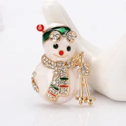 Bonhomme de neige en cristal - broche