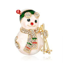 Bonhomme de neige en cristal - broche
