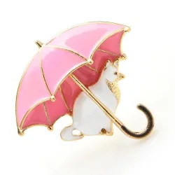 Chat sous parapluie - broche