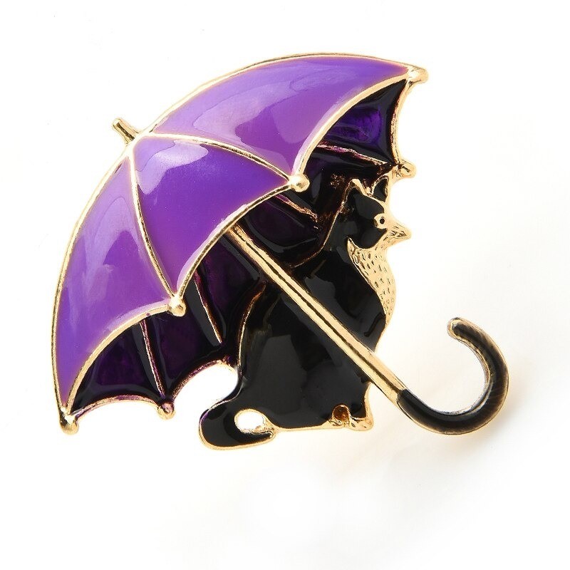Chat sous parapluie - broche
