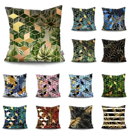 Housse de coussin déco - feuilles - ananas - palmiers - 45 cm * 45 cm