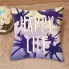 Housse de coussin déco - Happy Life - 45 cm * 45 cm
