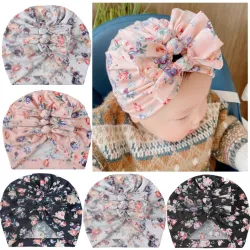 Turban fleur bébé - bonnet avec noeud noeud
