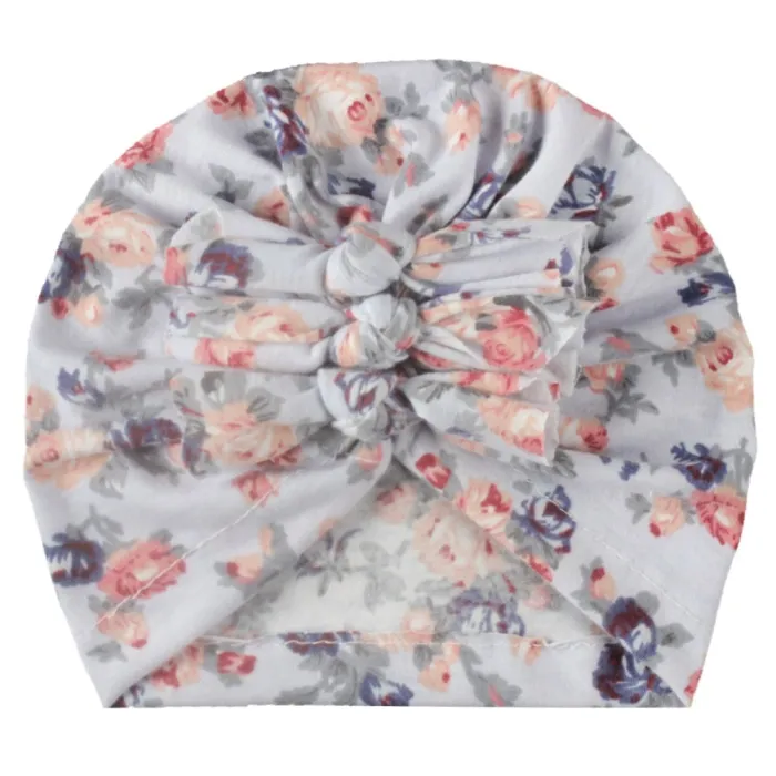 Turban fleur bébé - bonnet avec noeud noeud