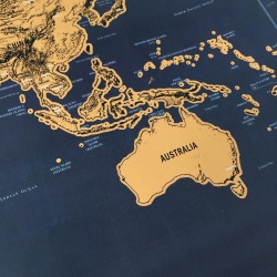Carte du monde personnalisée - mini affiche - sticker mural - enduit à gratter