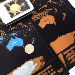 Carte du monde personnalisée - mini affiche - sticker mural - enduit à gratter