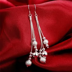 Boucles d'oreilles longues en argent - perles mates - argent sterling 925