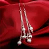 Boucles d'oreilles longues en argent - perles mates - argent sterling 925