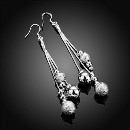 Boucles d'oreilles longues en argent - perles mates - argent sterling 925
