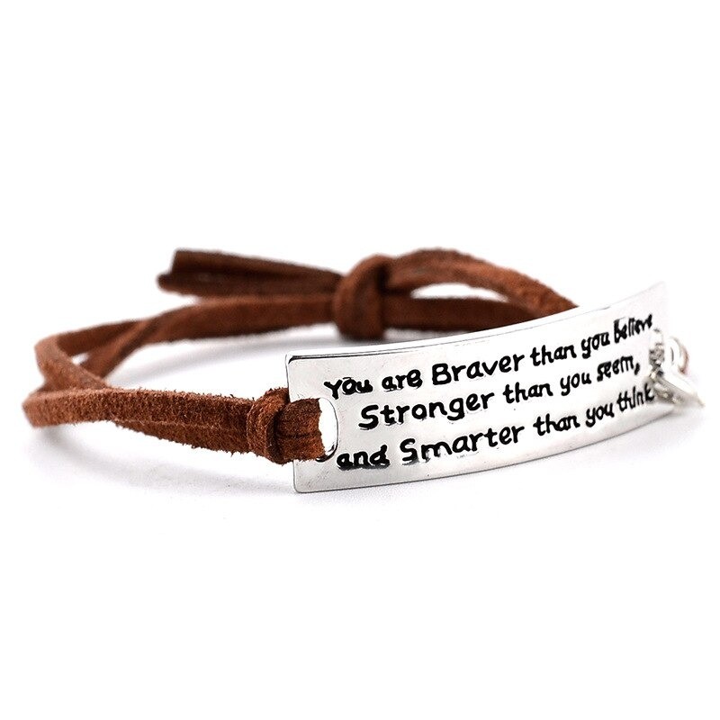 Bracelet en cuir - messages inspirants - unisexe