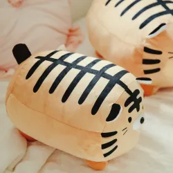 Gros tigre rond - peluche - coussin moelleux