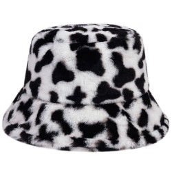 Bonnet d'hiver chaud - style seau - motifs léopard / vache