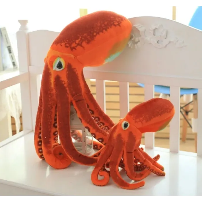Poulpe orange - peluche - 30cm - 50cm
