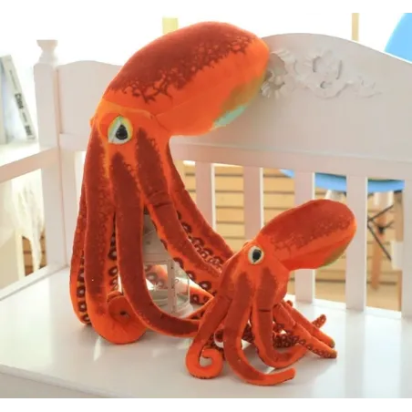 Poulpe orange - peluche - 30cm - 50cm