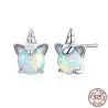 Licorne & opale - boucles d'oreilles clous - argent sterling 925