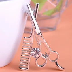 Peigne à cheveux / ciseaux - broche