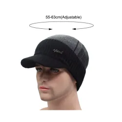 Bonnet d'hiver en laine pour hommes avec visière