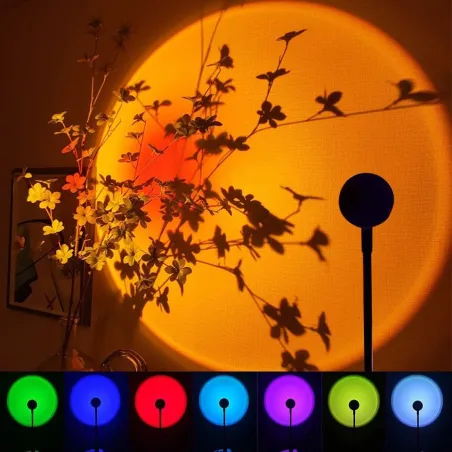 LED sunset lamp - rainbow light projector - rotatable - USBLights & lighting