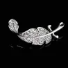 Feuille d'argent / plume avec strass - broche