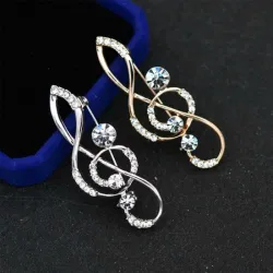 Note de musique cristal / perles - broche