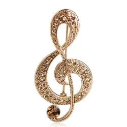 Grande note de musique en cristal - broche vintage