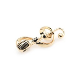 Gold music note / microphone - broochBrooches