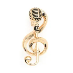Note de musique dorée / microphone - broche