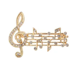 Broche notes de musique en cristal