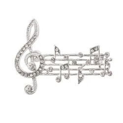 Broche notes de musique en cristal