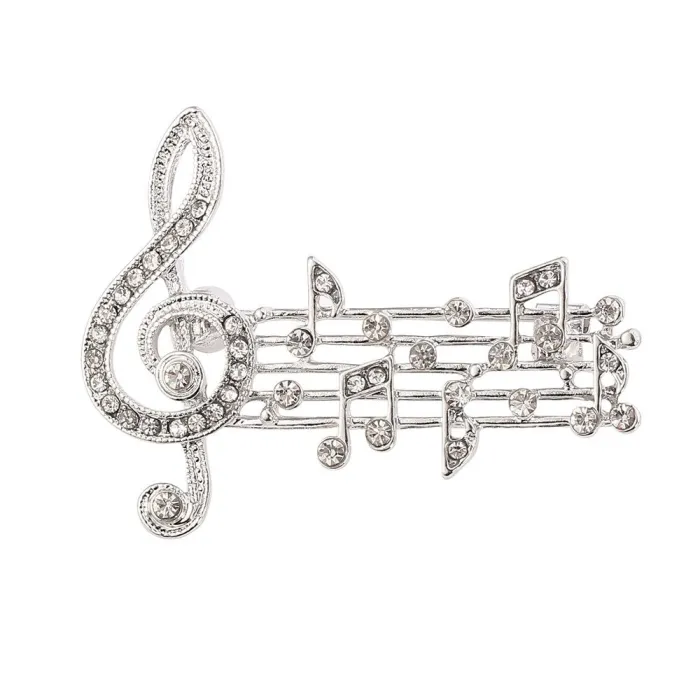 Broche notes de musique en cristal