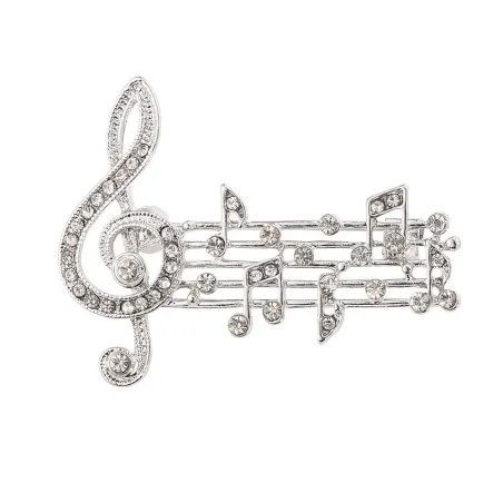 Broche notes de musique en cristal