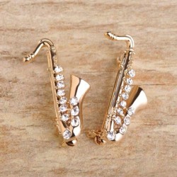 Golden crystal saxophone - broochBrooches