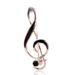 Broche note de musique - émail noir