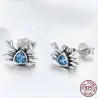 Boucles d'oreilles en forme de crabe - cristal bleu - argent sterling 925