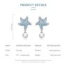 Blue zircon starfish earrings - with pearl - 925 sterling silverEarrings