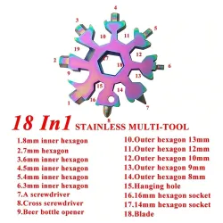 18 in 1 multi-tool - stainless steel bottle opener / screwdriver - snowflakeBar supply