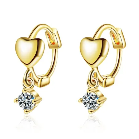 Boucles d'oreilles rondes élégantes - coeur / zircon