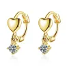 Boucles d'oreilles rondes élégantes - coeur / zircon