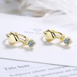 Boucles d'oreilles rondes élégantes - coeur / zircon