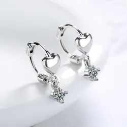 Elegant round earrings - heart / zirconEarrings