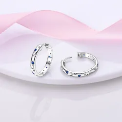 Round earrings - crystal stars / moon - 925 sterling silverEarrings