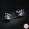 Boucles d'oreilles en forme de crabe - zircon violet - argent sterling 925