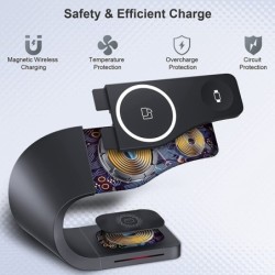 Chargeur sans fil magnétique 3 en 1 - support de charge rapide - pour iPhone - AirPods - Apple Watch