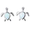 Silver turtle earrings - colorful opalEarrings