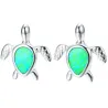 Boucles d'oreilles tortue argent - opale colorée