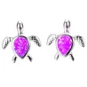Silver turtle earrings - colorful opalEarrings