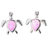 Boucles d'oreilles tortue argent - opale colorée