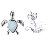 Boucles d'oreilles tortue argent - opale colorée