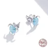 Boucles d'oreilles tortue bleue argent - argent 925