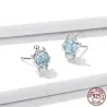Turtle with blue glass - earrings - 925 sterling silverEarrings